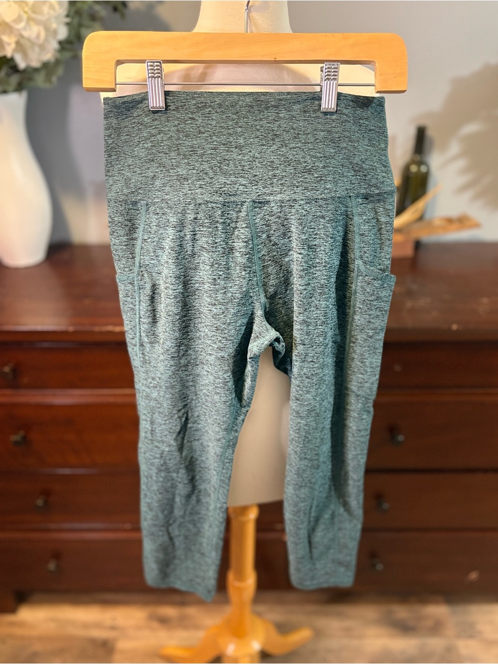 Kirkland Signature Heathered Teal Green Leggings